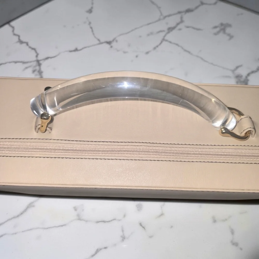 Vintage Estée Lauder Nude Makeup Case Acrylic Handle Retro Vanity Travel Bag